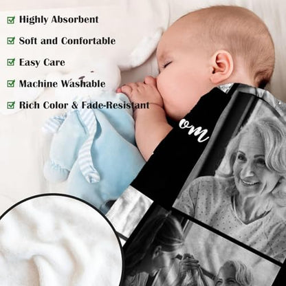 XINLING Custom Memorial Blanket with Pictures for Loss of Loved One Personalized Photo Blanket Customized Sympathy Gifts in Memory of Mom Dad Grandma Grandpa(5 Photos) - color: 5 Photos
