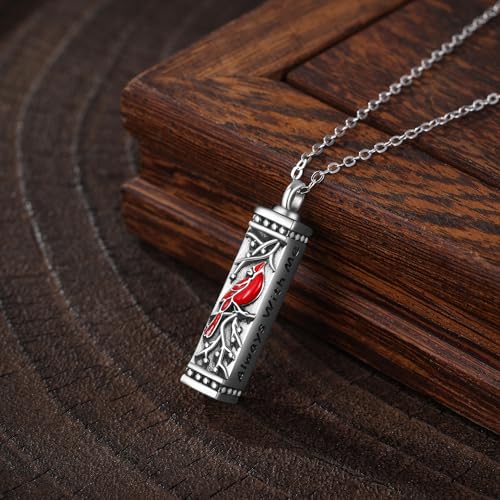 Flower Cute Animal Sterling Silver Pendant Urn Ashes Necklace for Women BF0709 - color: Bar *Cardinal 1