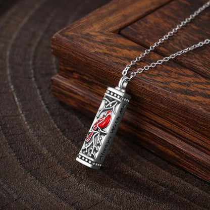 Flower Cute Animal Sterling Silver Pendant Urn Ashes Necklace for Women BF0709 - color: Bar *Cardinal 1