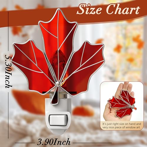 Stained Glass Maple Leaf Night Lights Plug in for Home,7W Warm Light - color: Brown Maple Leaf