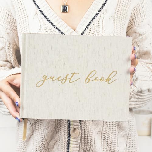 bloom daily planners Wedding Guest Book - Elegant Hardcover Polaroid Guestbook for Receptions, Baby Showers, & Special Events - (7" x 9") 120 Blank Lined Pages for Sign-in and Photos - Linen - color: Linen