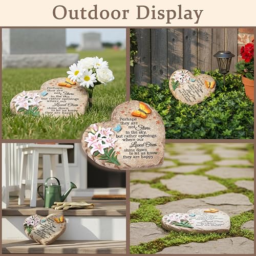 Memorial Garden Stone with Heartfelt Quote, 10 inch Garden Stepping Stones | Resin Memorial Plaques for Outdoors, Garden Stones in Memory of Loved One Gifts for Grave, Garden, Patio, Home