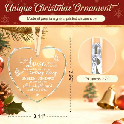 Sympathy Gifts for Loss of Loved One, Memorial Heart Glass Christmas Ornament In Loving Memory of Mom Mother, Bereavement Remembrance Condolence Comfort Gift Keepsake - Those Who We Love Don't Go Away - style: Heart-Love