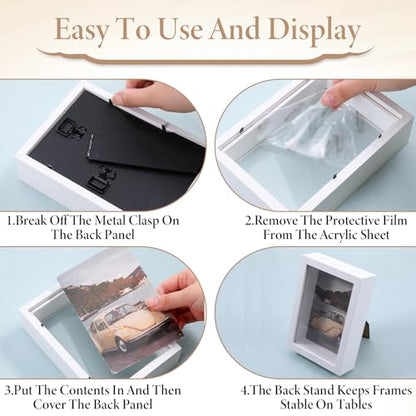 SHENLIU 12 Pack 4 x 6 Inches Shadow Box Frame, Small Wood Frame Memory Display Cases,1.2in Depth Picture Frames Case for Dried Flowers, DIY Craft, Memorabilia, Medals and Photos, White
