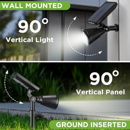 InnoGear 6 Solar Lights Outdoor Spotlight Garden Yard Landscape Flag, White | Waterproof, Auto On/Off, Adjustable Brightness, 2 Installations, Flag Pole, Tree, Uplights, Solar Powered Spotlight, Pathway - color: White