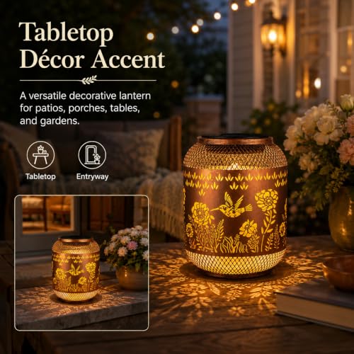 Solar Lantern Outdoor Hanging Hummingbird Solar Garden Light Gifts for mon - color: 01-Hummingbird