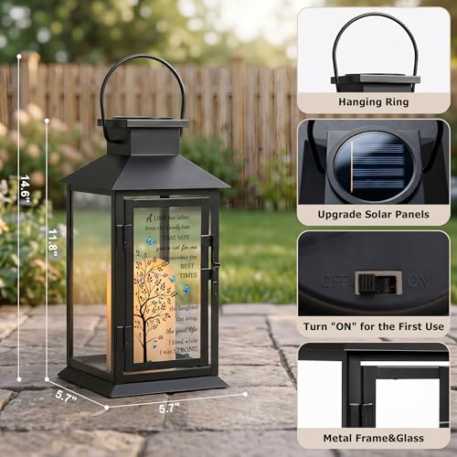 Solar Memorial Lantern Outdoor Waterproof, Sympathy Gifts for Loss of Loved One Mom Dad, Remembrance Grief Condolences Gift for Loss, in Memory of Loved One Gifts - style: A Limb Has Fallen/Black