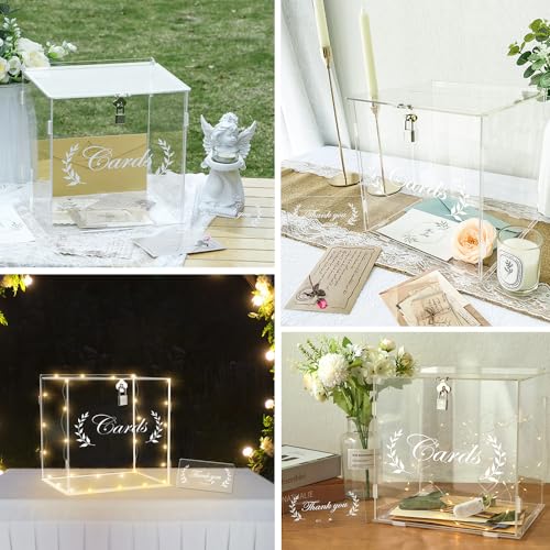 OurWarm Clear Card Boxes with Lock - Gift Card Box Money Box Holder for Reception, Anniversary, Shower, Rustic Wedding Decorations, Birthday, Graduation