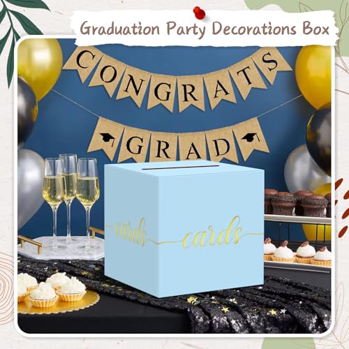 Elegant Light Blue Card Box for Party, Gold Foil Baby Shower Card Box - color: Z08 Light Blue