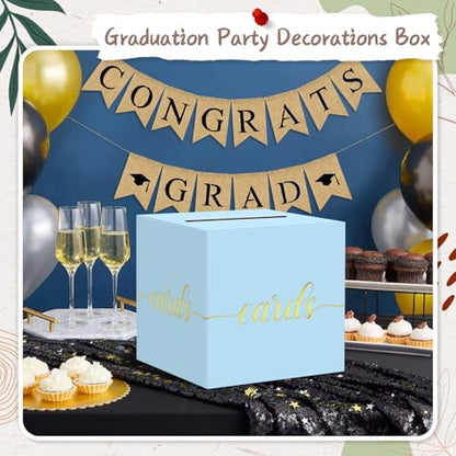 Elegant Light Blue Card Box for Party, Gold Foil Baby Shower Card Box - color: Z08 Light Blue