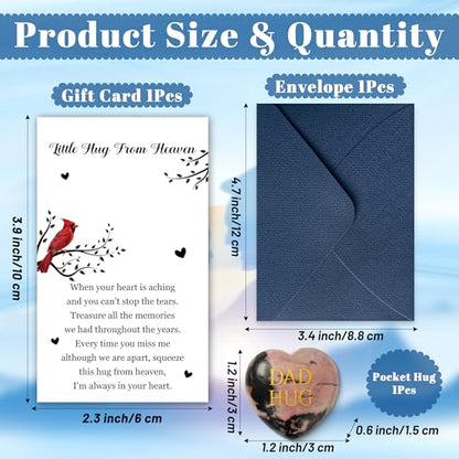 EYxsaxenk Loss of Father Sympathy Gift - Little Hug From Heaven Pocket Hug with Memorial Card Envelope Natural Stone Heart Memorial Gift for Loss of Dad Sympathy Bereavement Keepsake - color: Dad