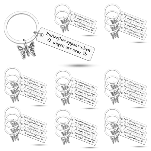 Heigebi 24 PCS Butterfly Memorial Gifts for Women Men Memorial Keychain Butterflies Keychain Sympathy Gift for Loss of Loved Remembrance Keyring Butterfly Bereavement Keepsake