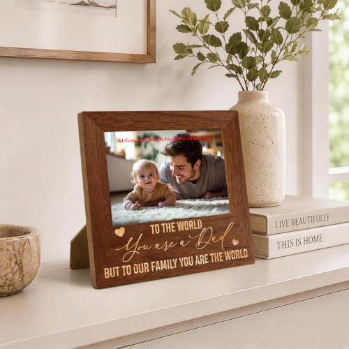 Family Picture Frame, Dad Gift, 4x6 Wooden Photo Display, Rustic Desk Decor, Dad Day Gifts, Dad Birthday Gifts, 6.9 x 7.3 in - color: Father 07