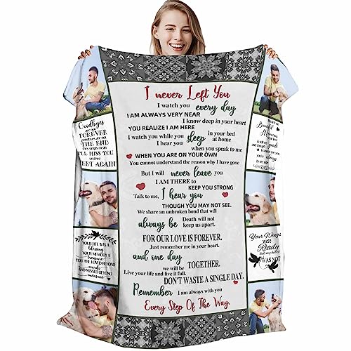 D-Story Personalized Memorial Blankets with Pictures for Loss of Husband Wife Son, Personalized I Never Left You Sympathy Bereavement Blanket for Funeral Grief Gifts for Passed Loved Ones - color: G07