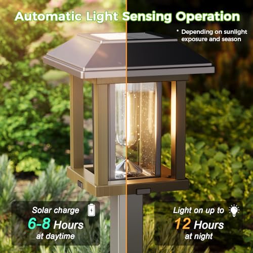 XMCOSY+ 4-Pack Solar Pathway Lights Outdoor, 25 Lumens Solar Garden Lights