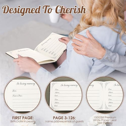 Engrowtic 64 Pcs Guest Book Set Funeral Guest Book Memorial Service, Black - color: Black