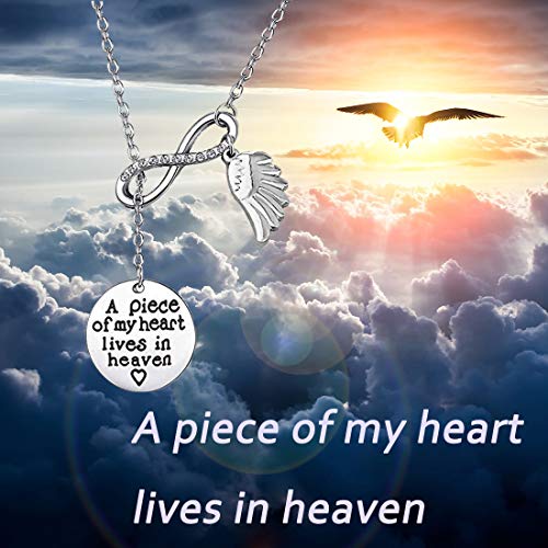 Memorial Jewelry Sympathy Gift A Piece of My Heart Lives In Heaven Lariat Y Necklace Loss Jewelry Gift - color: Y neckalce