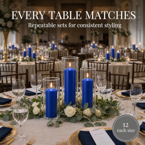 yummi Set of 36 Slim Pillars and Cylinder Vases - Royal Blue - color: Royal Blue
