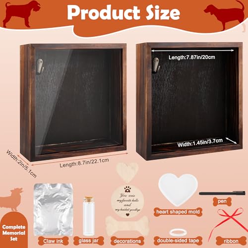 Windspeed Pet Memorial Shadow Box Personalized Pet Memorial Shadow Box Frame Dog Collar Dog Picture Gift Clay Paw Print Kit