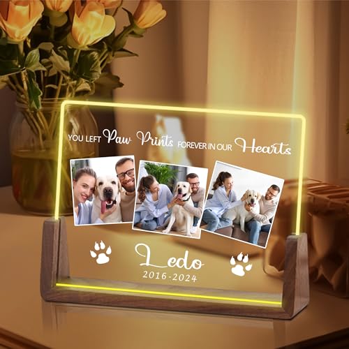 Custom Dog Memorial Gifts for Loss of Dog, Customized Pet Memorial Gifts, Personalized Dog Memorial Night Light Acrylic Plaque, In Memory of Dog, Loss of Pet Sympathy Gifts, Memorial Gifts for Cats - color: S10