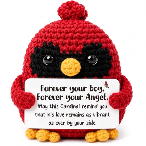 Handmade Crochet Cardinal Memorial Gift Loss of Son Bereavement Sympathy Remembrance Comfort Condolence Passed Away Loved One Angel Red Bird Spiritual Messenger Keepsake Vibration - style: Loss of Son