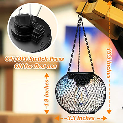 Solar Lantern Outdoor Waterproof,Hanging Solar Lights,2 Pack,Black | Solar Lantern Outdoor, Hanging Lights Outdoor Garden Metal Lanterns Decorative Waterproof Tree for Yard Patio
