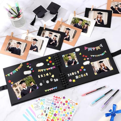 Eaasty 80 Pages 2026 Graduation Scrapbook DIY Kit Grad Guest Book Photo Album with Stickers Markers Photo Frames Clips for 2026 College High School Memory Book Gifts Party Supplies 3.15 x 4.72"