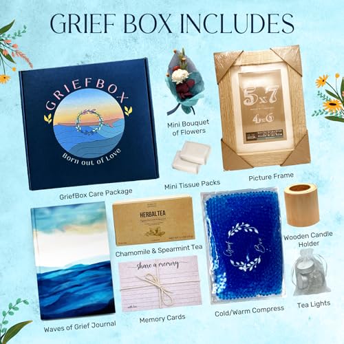 Grief Care Package for Loss of a Loved One, Sympathy Gift, Condolences, Bereavement, Memorial Gift for Funeral, Sorry for Your Loss of Dad Mom Sister Brother Daughter Son Friend