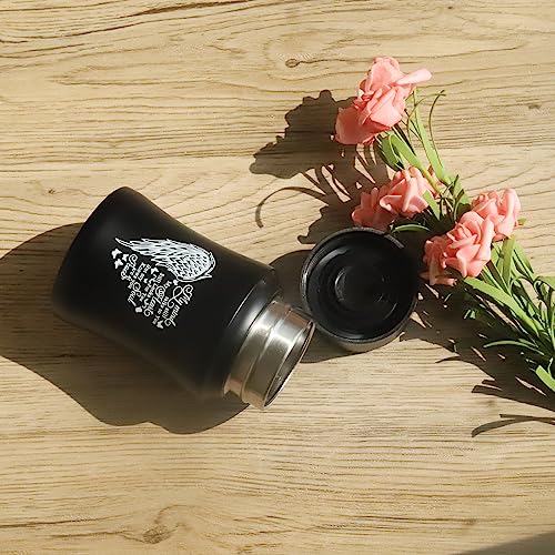 Stainless Steel Mini Cremation Urn - 4.5 Inches Small Keepsake Urn for Human Ashes - size: Wing-Black