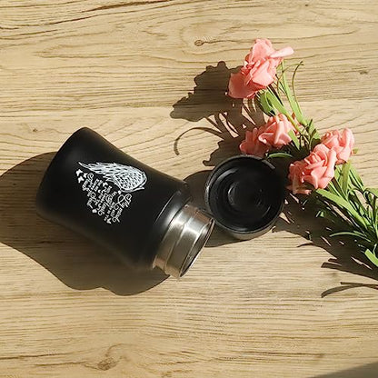 Stainless Steel Mini Cremation Urn - 4.5 Inches Small Keepsake Urn for Human Ashes - size: Wing-Black