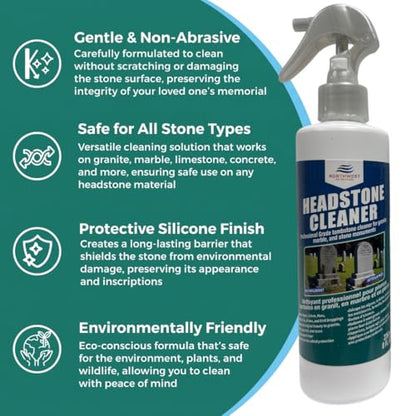 NORTHWEST ENTERPRISES Headstone Cleaner, Removes Dirt & Moss, 16 oz - size: 8 Fl Oz (Pack of 2)