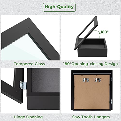 Frametory 8x8 Shadow Box Frame Display Case, 2-inch Depth (Black) - color: Black, size: 8x8(1 Set)
