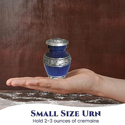 Brass Small Keepsake Cremation Urns for Human Ashes Adult with Velvet Bag - color: Purple, size: 1 Pcs Small