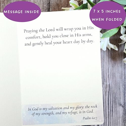 Christian Sympathy Card for Loss of Loved One, Sympathy Cards with Envelopes - 5x7 Inch Bereavement Card with Tasteful Message and Psalm 62:7 - Condolences Christian Cards -1391