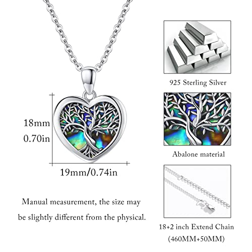 Tree of Life Locket Necklace That Hold Pictures Sterling Silver with Abalone Shell Family Tree Pendant Necklace Memorial Photo Heart Necklace Jewelry Xmas Gifts for Women - style: tree of life 1