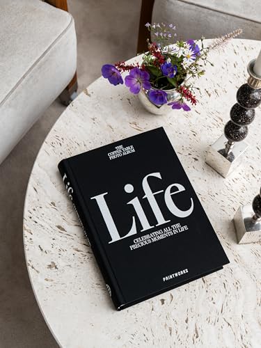PrintWorks Life Photo Book, Black - Minimalist 80-Page Hardcover Album | Black Paper, Fabric Cover, FSC Certified Acid-Free, Metal Binder, Photo Corners Sold Separately - style: Life