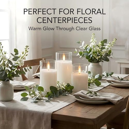 ANGELLOONG Flickering Flameless Candles with Remote, Clear White Glass - color: Clear Glass