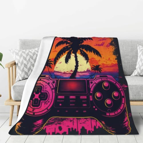 Gaming Fleece Throw Blanket, Purple Game Flannel Blankets for Couch 50"×60" - color: Gaming