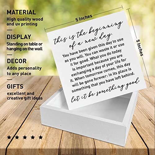 Inspirational Quotes Desk Decor, Wooden Box Sign, A New Day - color: C
