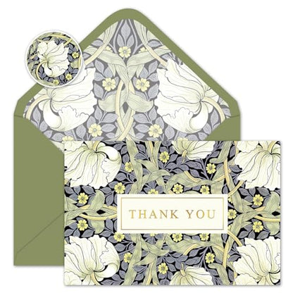 Whaline 24 Pack Floral Thank You Cards Bulk Blue Green Flower Greeting Cards with Envelope Sticker Vintage Blank Note Cards for Birthday Baby Shower Party Supplies, 4 x 6 Inch - style: White Flower