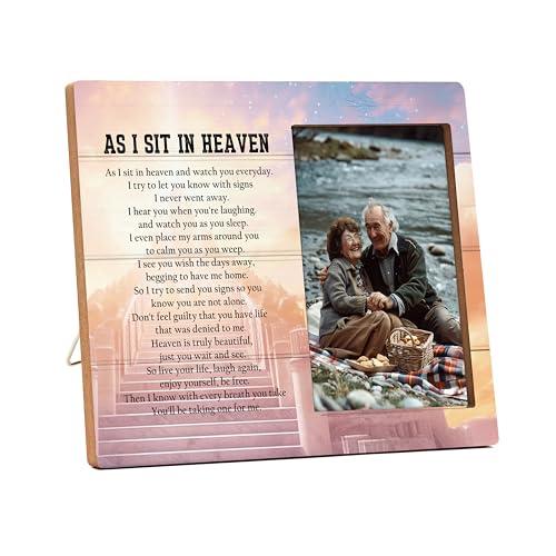 Memorial Picture Frame Gift - In Memory of Loved One, As I Sit in Heaven - For Loss of Mother, Father, Grandma, Grandpa, Wife, Husband - B07 - color: As I Sit In Heaven