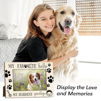 Dog Memorial Photo Frames for Dog Lover Bereavement Sympathy Frames for Loss of Pet Condolence Decor for Home Office My Favorite Hello and My Hardest Goodbye Wooden Frame 4x6 inches - JK0520