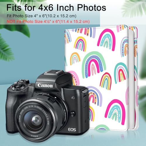 Fintie Photo Album 4x6 Photos - 112 Pockets Wallet Albums Memory Book | Vegan Leather Cover, 4X6 Picture Keepsakes, Family/Wedding/Travel Memory Book, Baby/Kids/Boys/Girls Gift, Dreamy Rainbow - color: dreamy rainbow