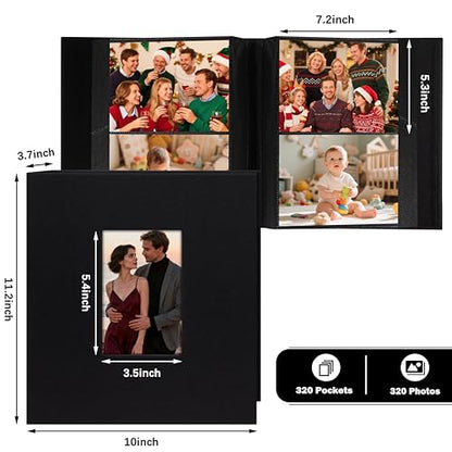 Aevdor 5x7 Photo Album, Holds 320 Photos, Linen Cover, Black | Fits 5x7 Photos, Postcards & Artwork, Family & Wedding Albums, Baby & Travel Memories - color: Linen Black