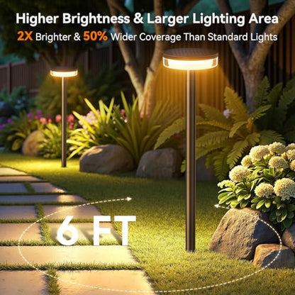LETMY Solar Pathway Lights Outdoor, 2 Pack 2X Brighter Solar Lights Outdoor Waterproof, Taller Pathway Light with Larger Panel, Auto On/Off Up to 12Hrs Driveway Light for Yard Outside Patio Path Lawn - size: 2 Pack