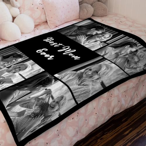 XINLING Custom Memorial Blanket with Pictures for Loss of Loved One Personalized Photo Blanket Customized Sympathy Gifts in Memory of Mom Dad Grandma Grandpa(5 Photos) - color: 5 Photos