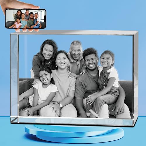 HAN'S LASER 3D Crystal Photo, Personalized Gift with Your Own Photo, Unique Christmas, Birthday, Wedding Gifts for Women, Wife, Husband, Memorial Present-X-Large Landscape - size: X-Large Landscape