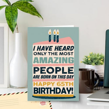 65th Birthday Card, 65th Birthday Card for Women Men with Seal and Envelope, 1965 Birthdayy Card for Mom Dad Wife Husband Him Her Friend Grandma Grandpa - color: 65th