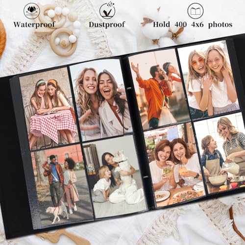 Artmag Photo Album 4x6 400 Photos, Extra Large Capacity Leather Cover Wedding Family Photo Albums Holds 400 Vertical 4x6 Photos(Dark Green) - color: Dark Green, size: 400 Pockets