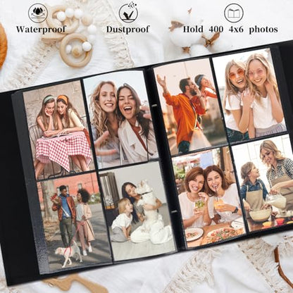 Artmag Photo Album 4x6 400 Photos, Extra Large Capacity Leather Cover Wedding Family Photo Albums Holds 400 Vertical 4x6 Photos(Dark Green) - color: Dark Green, size: 400 Pockets
